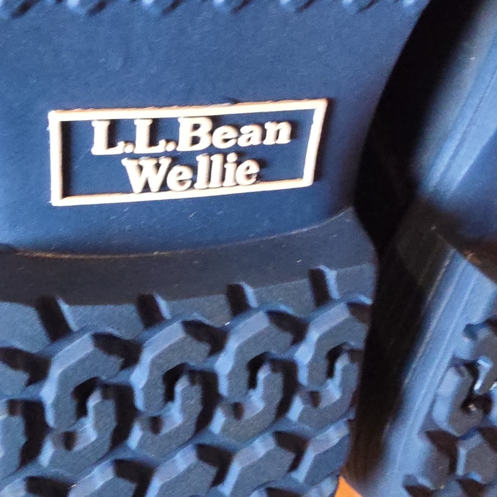 L.L. Bean Navy and White Nautical Striped Rain Boots Wellies Size 8 - Picture 9 of 11
